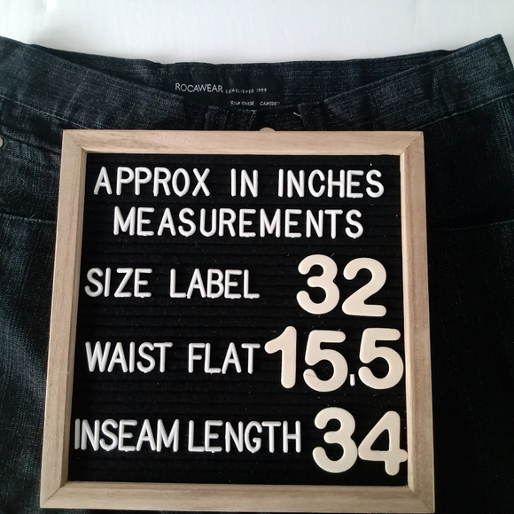 🔥SOLD🔥ROCAWEAR Mens Black Denim Jeans 32 x 34 - Picture 11 of 11